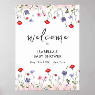 Meadow Summer Wildflower Baby Shower Welcome Poster