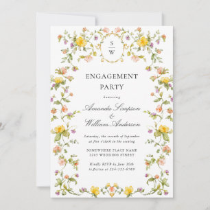 Meadow Watercolor Wildflowers ENGAGEMENT PARTY Invitation