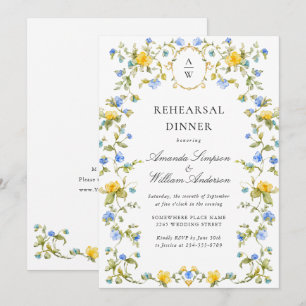 Meadow Watercolor Wildflowers Rehearsal Dinner Invitation