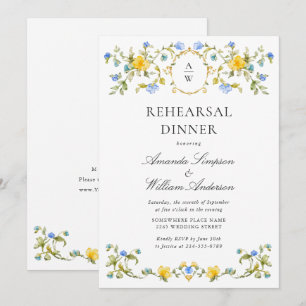 Meadow Watercolor Wildflowers Rehearsal Dinner Invitation