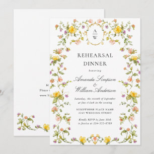 Meadow Watercolor Wildflowers Rehearsal Dinner Invitation