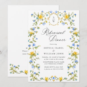 Meadow Watercolor Wildflowers Rehearsal Dinner Invitation