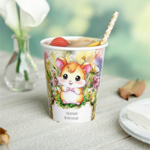Meadow Whimsical Hamster Birthday Paper Cups