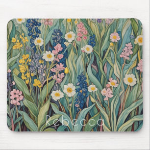 Meadow Whispers: Pastel Wildflowers Mouse Mat