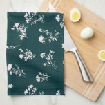 Meadow wild flower delicate pattern - teal tea towel<br><div class="desc">Meadow wild flower  pattern - teal blue green</div>