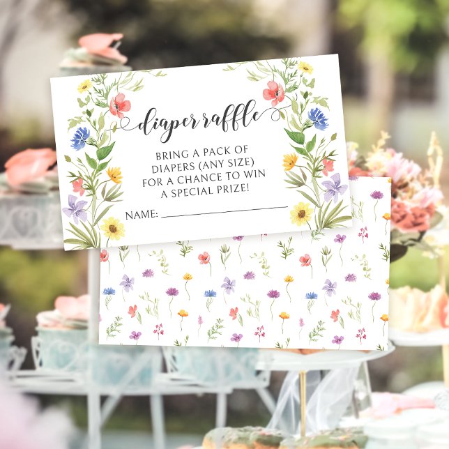  Meadow wildflower baby girl shower diaper raffle Enclosure Card (Creator Uploaded)