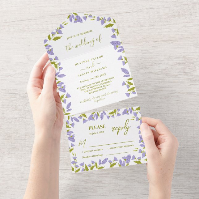 Meadow Wildflower Botanical Wedding  All In One Invitation (Tearaway)