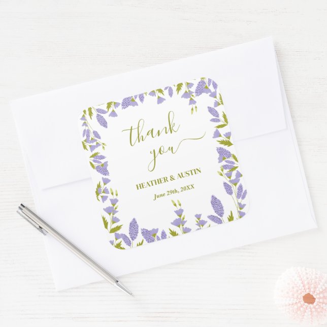 Meadow Wildflower Botanical Wedding Gift Square Sticker (Envelope)