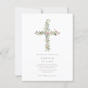 Meadow wildflower cross Confirmation Celebration Postcard