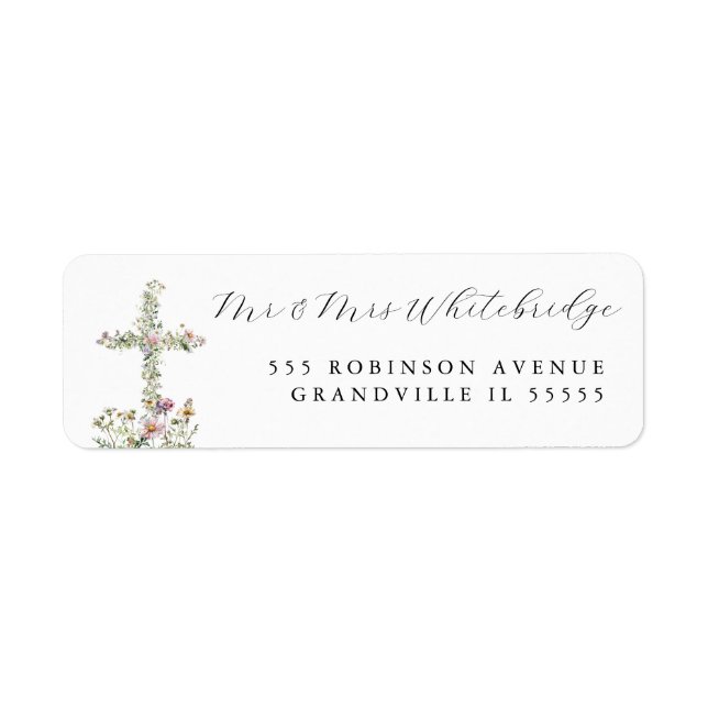 Meadow wildflower cross Religious Christian Design (Front)