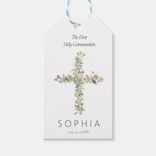 Meadow wildflower cross the First Holy Communion Gift Tags