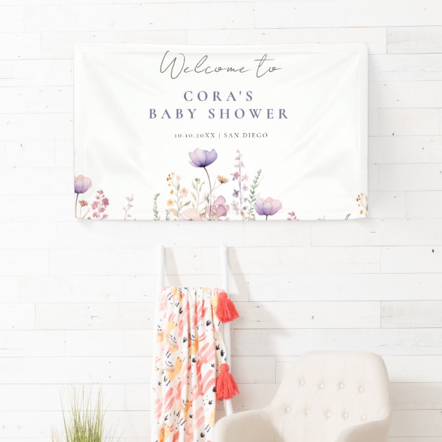 Meadow Wildflower Field Baby Shower Woodland Banner (Insitu)
