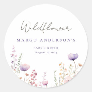 Meadow Wildflower Field Baby Shower Woodland Classic Round Sticker