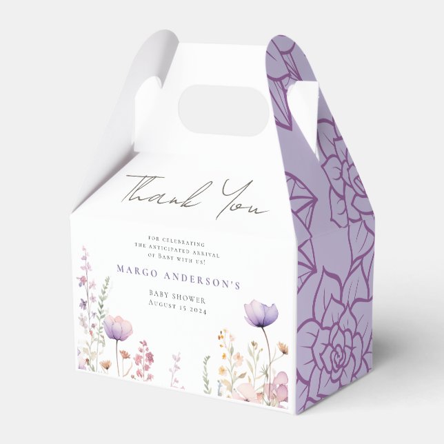 Meadow Wildflower Field Baby Shower Woodland Favour Box (Front Side)