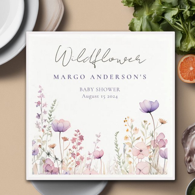 Meadow Wildflower Field Baby Shower Woodland Napkin (Creator Uploaded)
