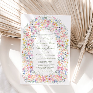 Meadow Wildflower Floral Arch Cottagecore Wedding Invitation