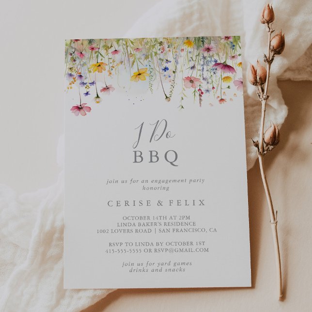 Meadow Wildflower I Do BBQ Engagement Party Invitation (Creator Uploaded)
