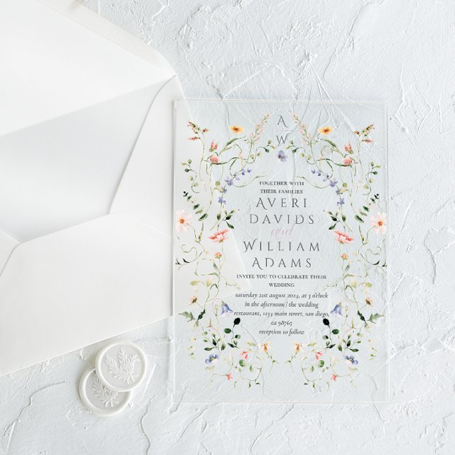 Meadow Wildflower Rustic Boho Wedding Acrylic Invitations (Creator Uploaded)