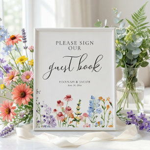 Meadow Wildflower Wedding Guest Book Sign