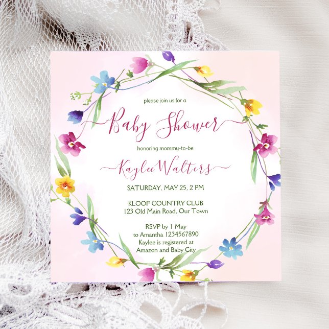 Meadow wildflowers boho baby shower invitation (Creator Uploaded)