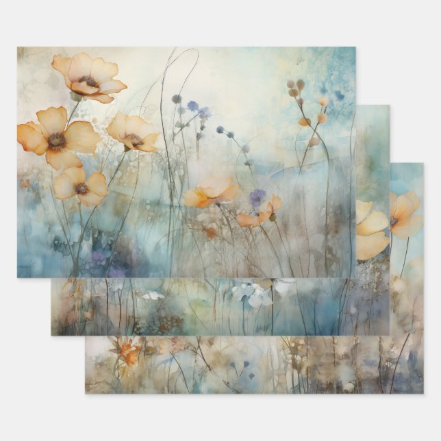 MEADOW WILDFLOWERS DECOUPAGE DECORATIVE PAPER (Set)