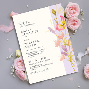 Meadow Wildflowers Modern Boho Rustic Wedding  Invitation