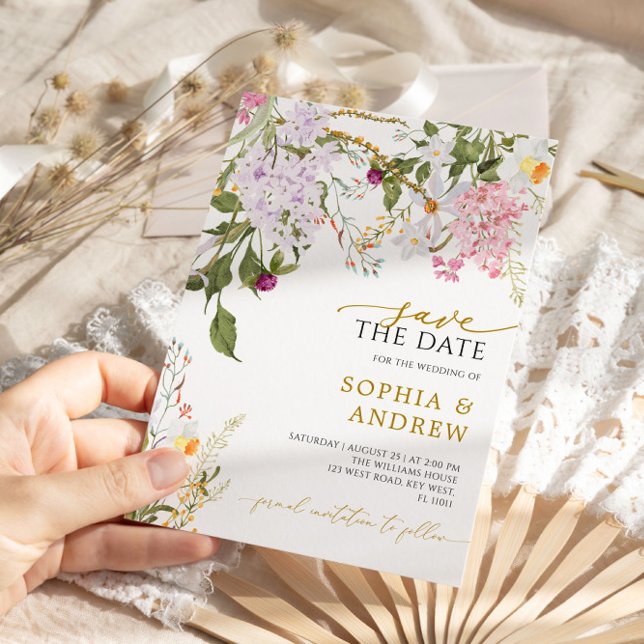 Meadow Wildflowers Wedding Save the Date  Invitation (Creator Uploaded)