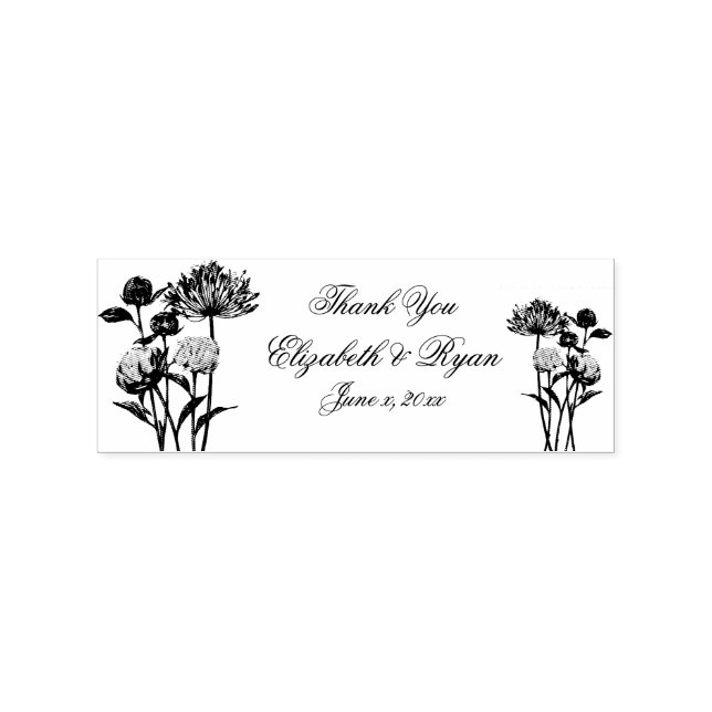 Meadow Wildflowers Wedding Thank You, Rubber Stamp (Imprint)