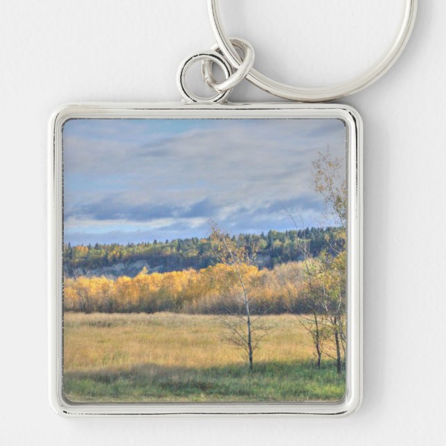 Meadow with Aspens Key Ring (Front)