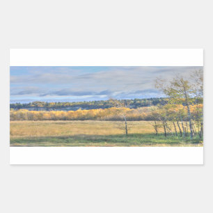 Meadow with Aspens Rectangular Sticker