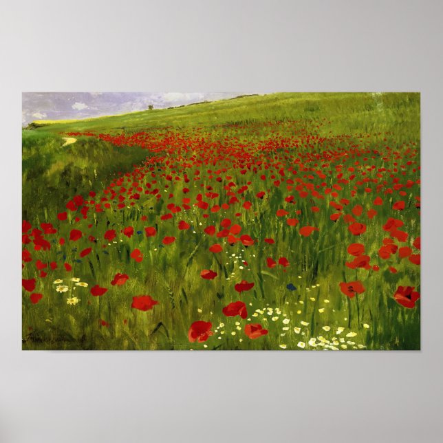 Meadow with Poppies (1896) Merse Pál Szinyei Poster (Front)