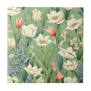 Meadow with Tulips and Wildflowers Tile