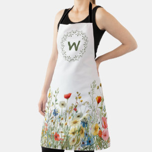 Meadow Wreath Wildflower Kitchen Apron
