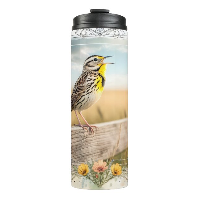 Meadowlark Songbird Watercolor Prairie Tumbler (Front)