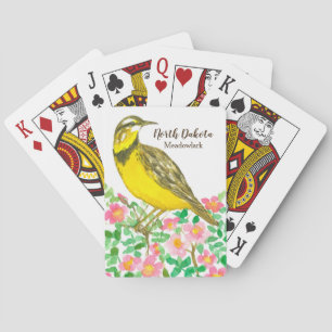 Meadowlark Wild Rose North Dakota Playing Cards