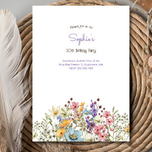 Meadows colorful flowers adult Birthday invitation