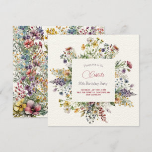 Meadows flowers adults Birthday invitation