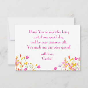 Meadows neon flowers adults Birthday  Thank You Card