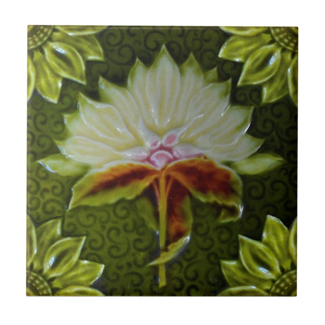 Meakin Art Nouveau Majolica Faux Relief Repro Tile (Front)
