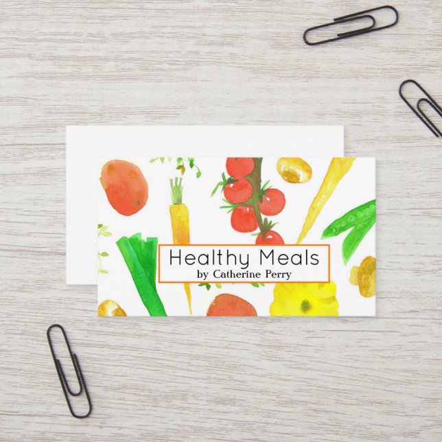 Meal Chef Catering Food Fresh Vegetables Business Card (Front/Back In Situ)
