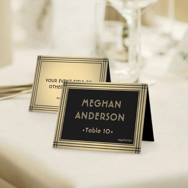 Meal Choice Classic Border Black Gold Escort Card (Creator Uploaded)