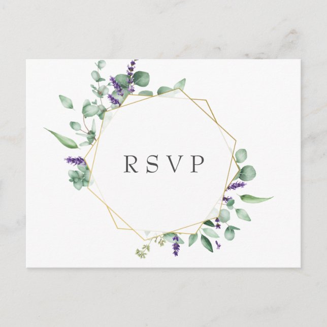 MEAL CHOICE Modern Eucalyptus Floral  Wedding RSVP Postcard (Front)