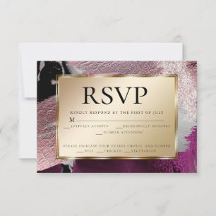 Meal Choice RSVP   Gold Metallic Cassis Texture In Invitation