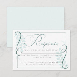 Meal Choice RSVP   Modern Mint Leaves Jade Accents Invitation