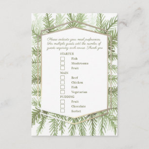 Meal choice winter event green evergreen art enclosure card