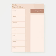Meal Plan Post-it Notes
