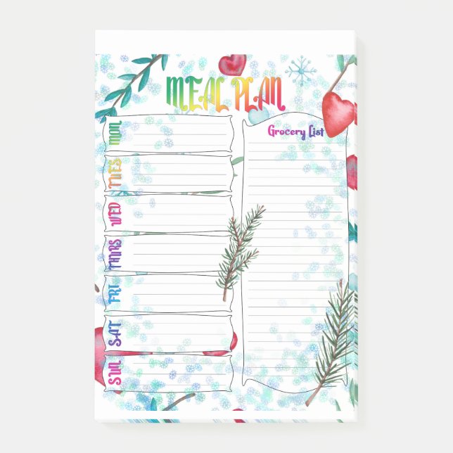 Meal plan weekly post-it notes (Front)