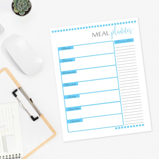 Meal Planner Lined Stationery Paper | Baby Blue (Creator Uploaded)