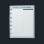 Meal Planner Notepad | Blue<br><div class="desc">Personalise this notepad with your title of preference to create a custom weekly meal planner or project planner. A design with shades of blue features a modern and simple design with plenty of space to write. The spaces for each day of the week allows you to plan your meals and...</div>