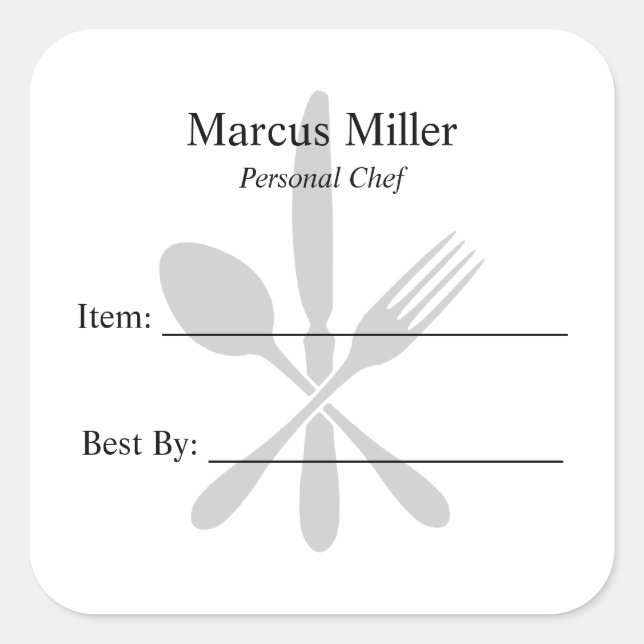 Meal Prep Personal Chef Write On Food Label (Front)